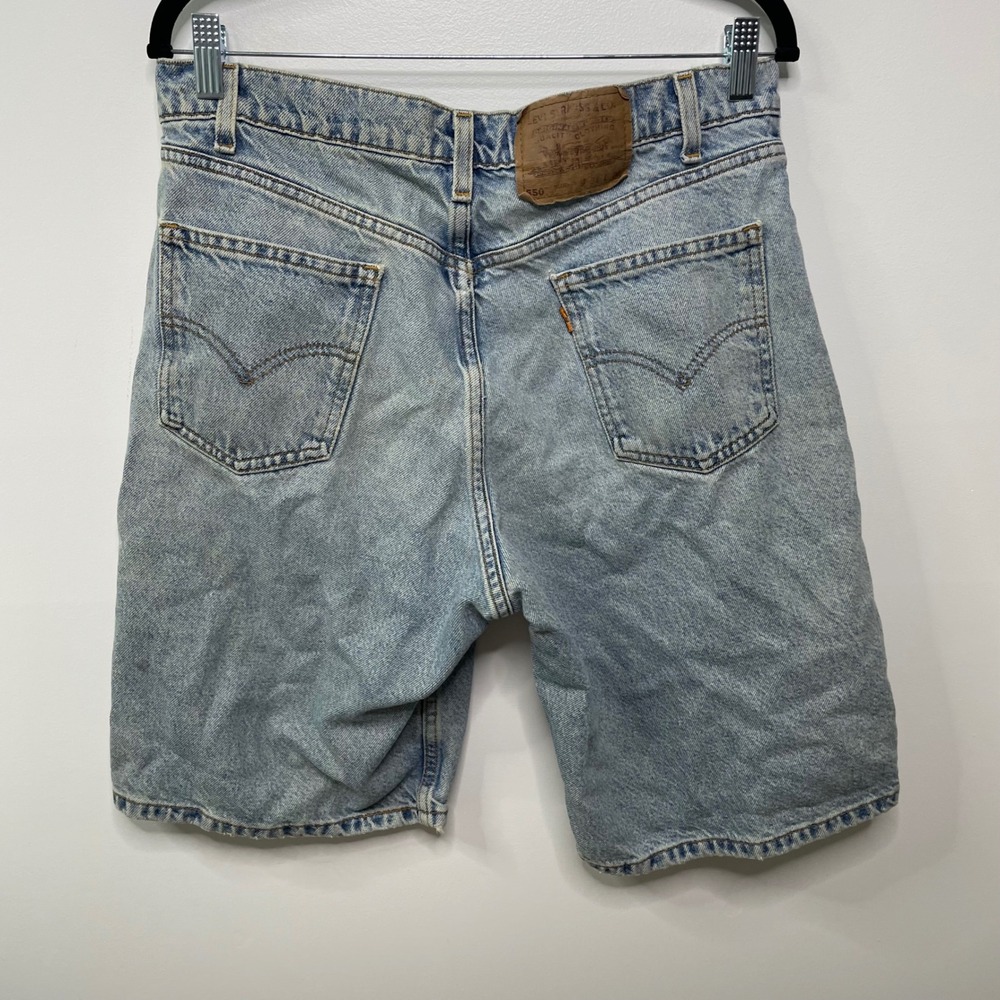 Vintage 90s Levis 550 Orange Tab Denim Shorts Baggy Thrashed 34 Jorts Skate Work - Picture 7 of 13